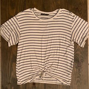 West Coast Love Stripped Tie Front Tee